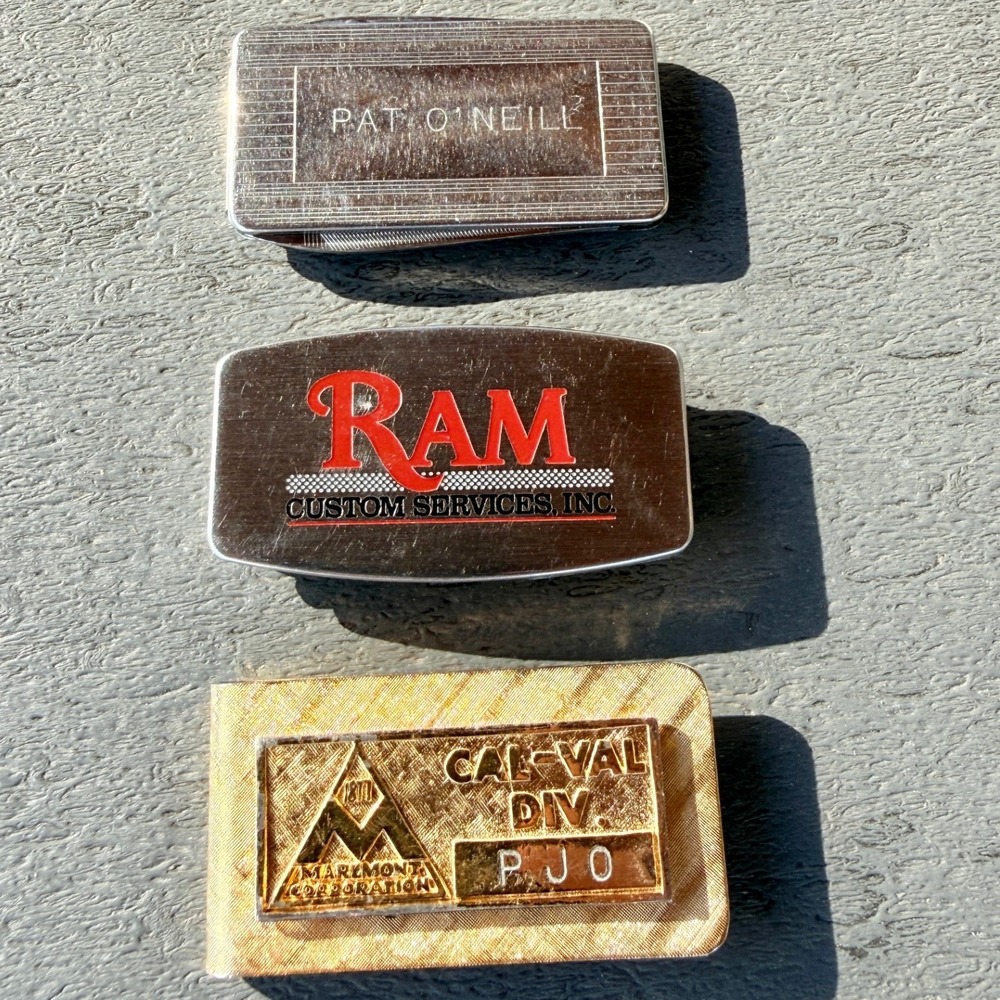 Vintage Money Clips Lot of 3 Zippo Pocket Knife Nail File Gold Silver Tone